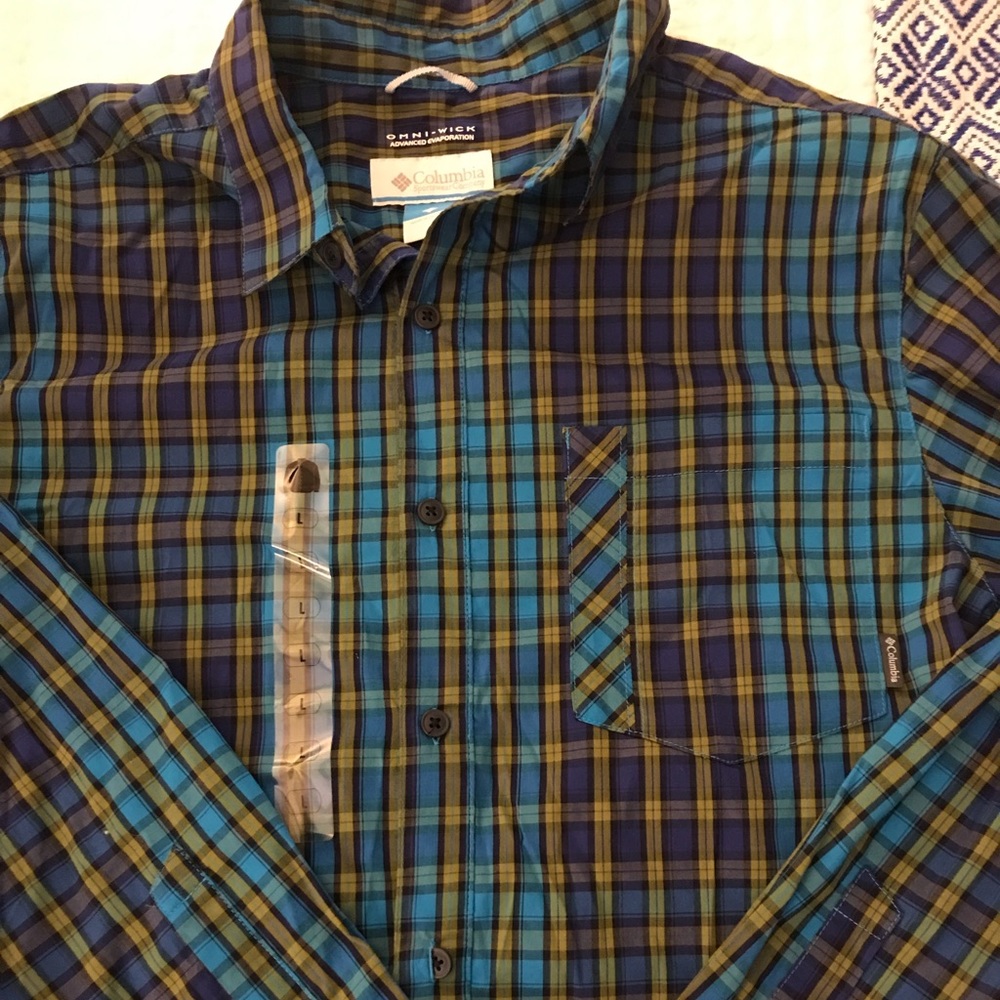 Columbia men's long sleeve button down shirt - L